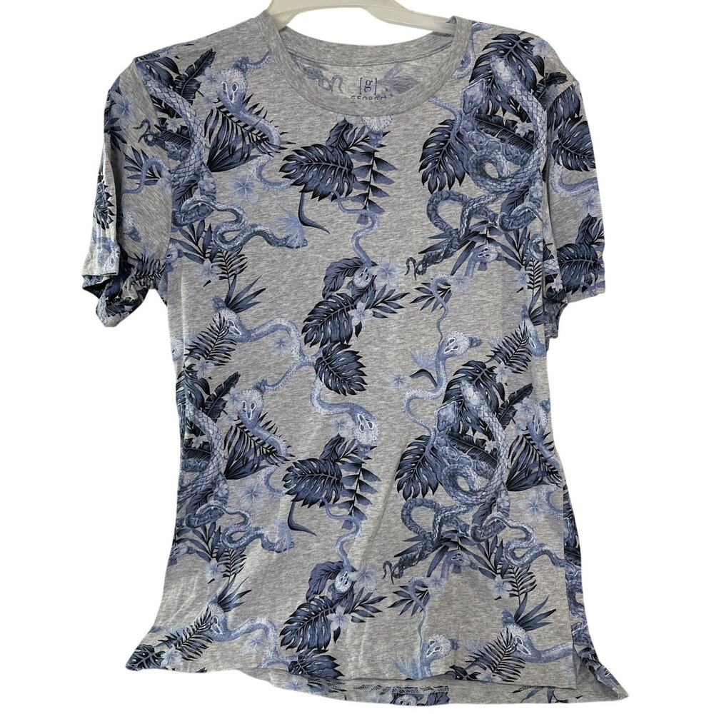 GEORGE Gray Floral Short Sleeve Crew Neck Tee Shirt Top Size Medium Lot of 3